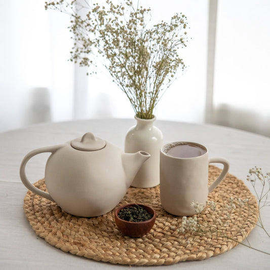 Be Home Tam Stoneware Tea Pot, 36 oz. | Heavenly Tea Leaves
