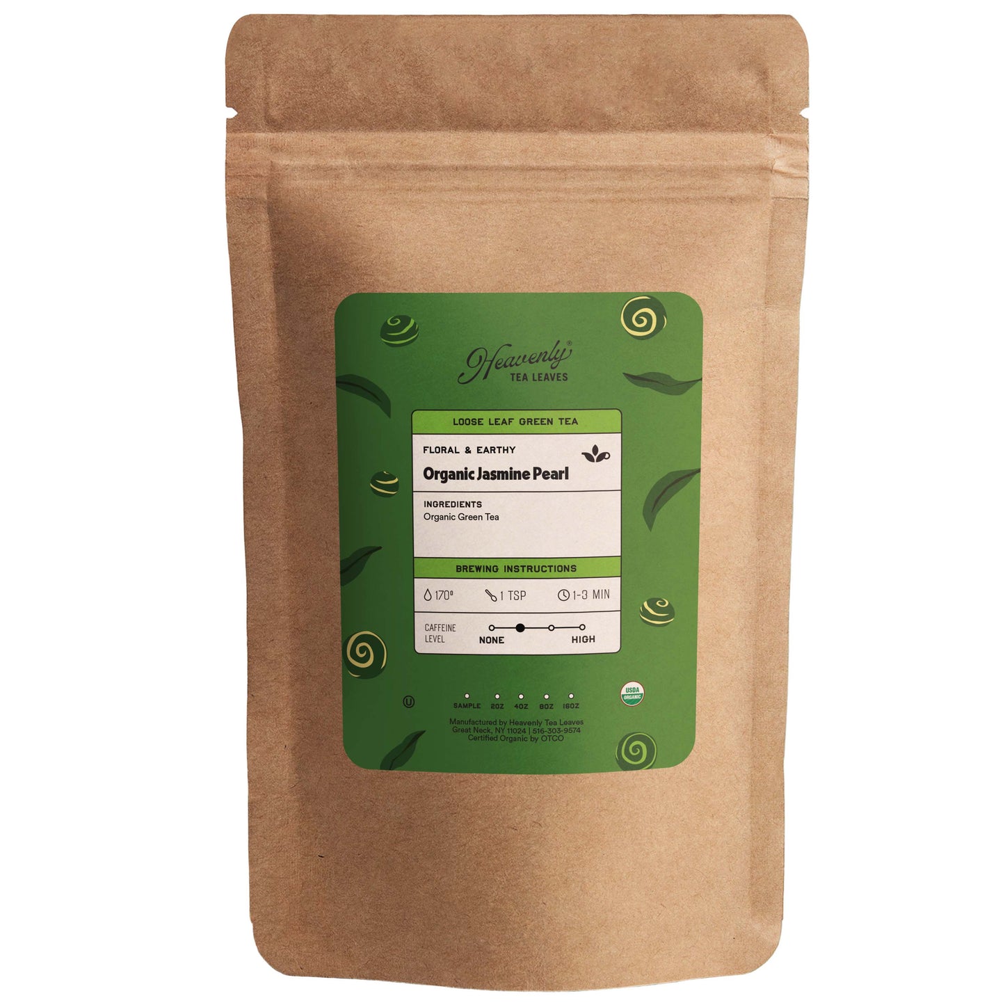 Organic Jasmine Pearl - Artisan Loose Leaf Green Tea - Premium Quality Loose Leaf Green Tea | Heavenly Tea Leaves