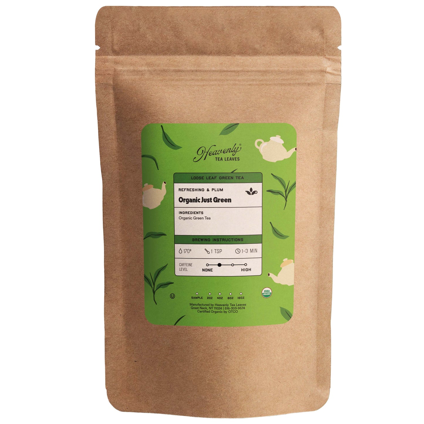 Organic Just Green Tea - Loose Leaf Green Tea | Heavenly Tea Leaves
