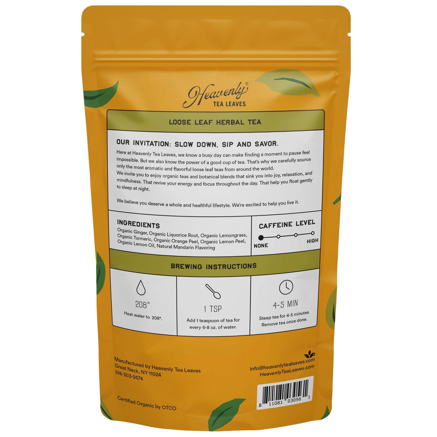 Organic Turmeric Ginger Bulk - Wellness Loose Leaf Tea Blend - Anti-inflammatory | Heavenly Tea Leaves