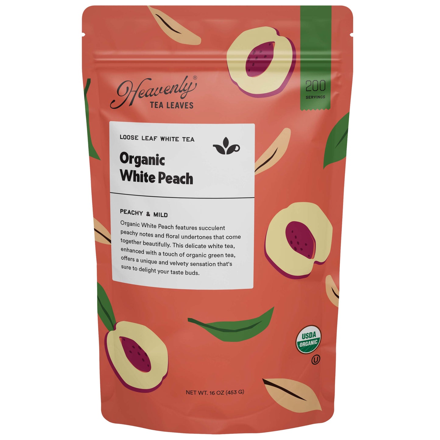 Organic White Peach - Bulk Loose Leaf White Tea | Heavenly Tea Leaves