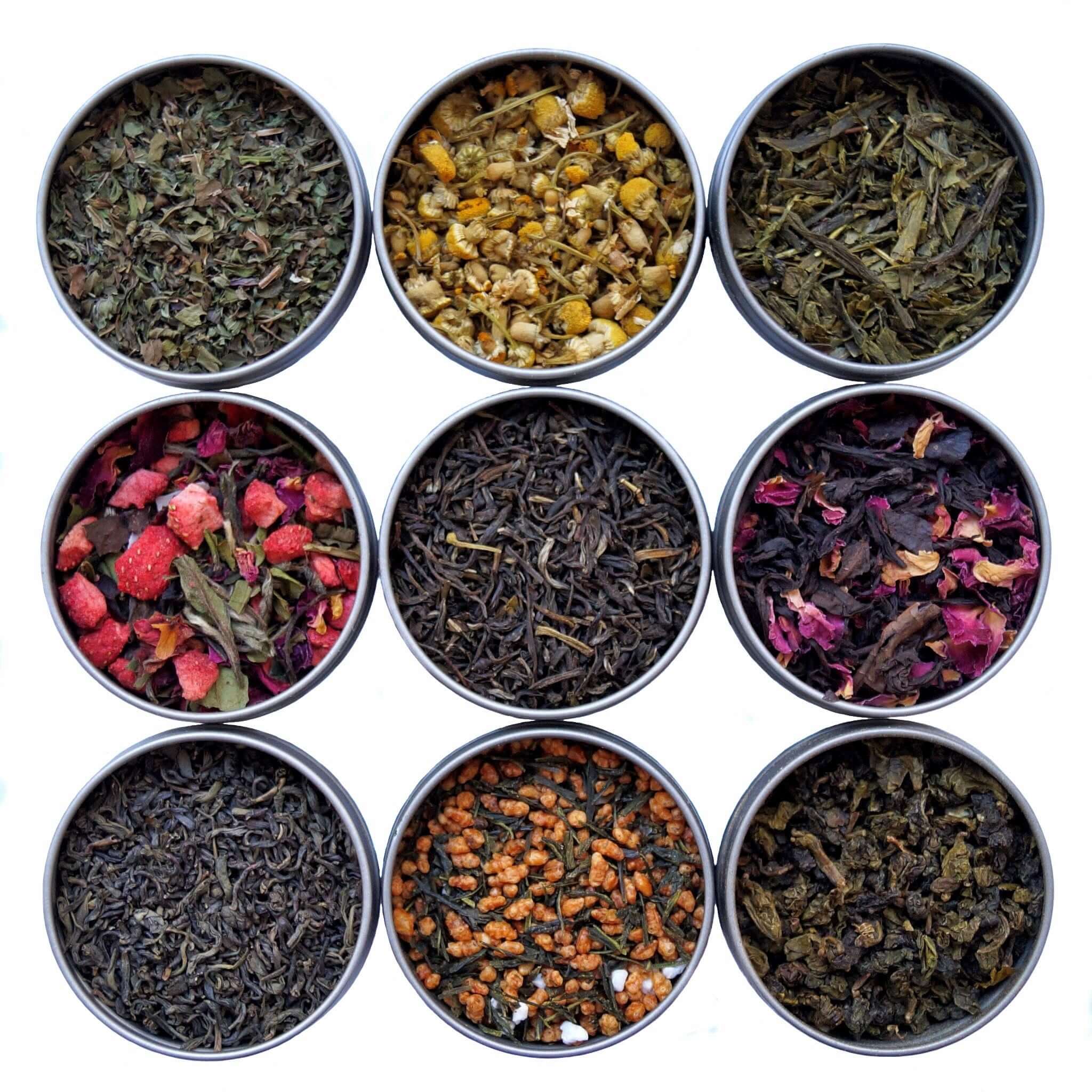 9 Flavor Variety Pack - Loose Leaf Tea Sampler Gift Set - 9 Assorted Loose Leaf Teas & Herbal Tisanes | Heavenly Tea Leaves