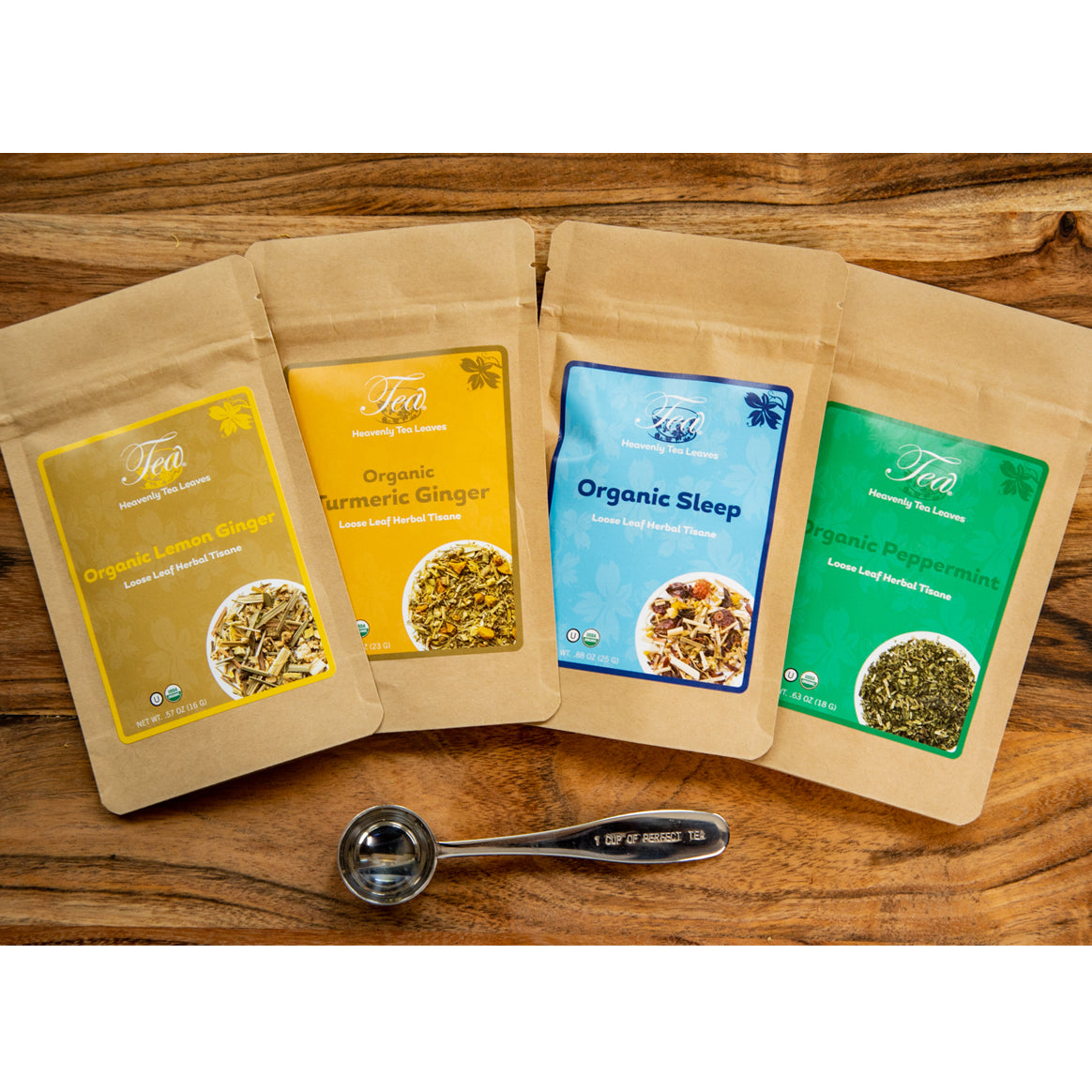 Heavenly Tea Leaves Essentials Collection - Premium Organic Loose Leaf Teas & Herbal Tisanes - Compostable Packaging - USDA Organic - OU Kosher - Heavenly Tea Leaves