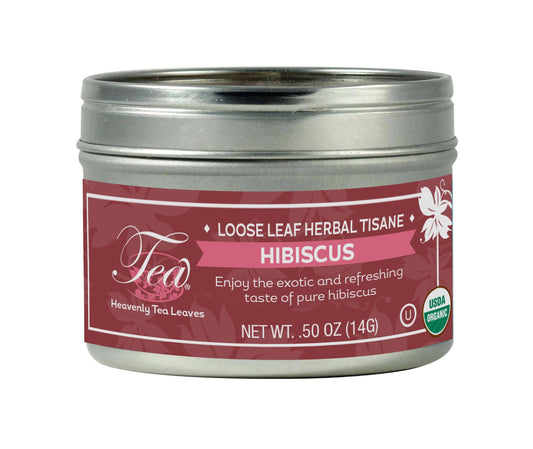 Organic Hibiscus, Loose Leaf Herbal Clear Top Tea Tin