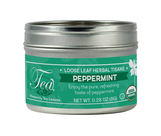 Organic Peppermint, Loose Leaf Herbal Clear Top Tea Tin