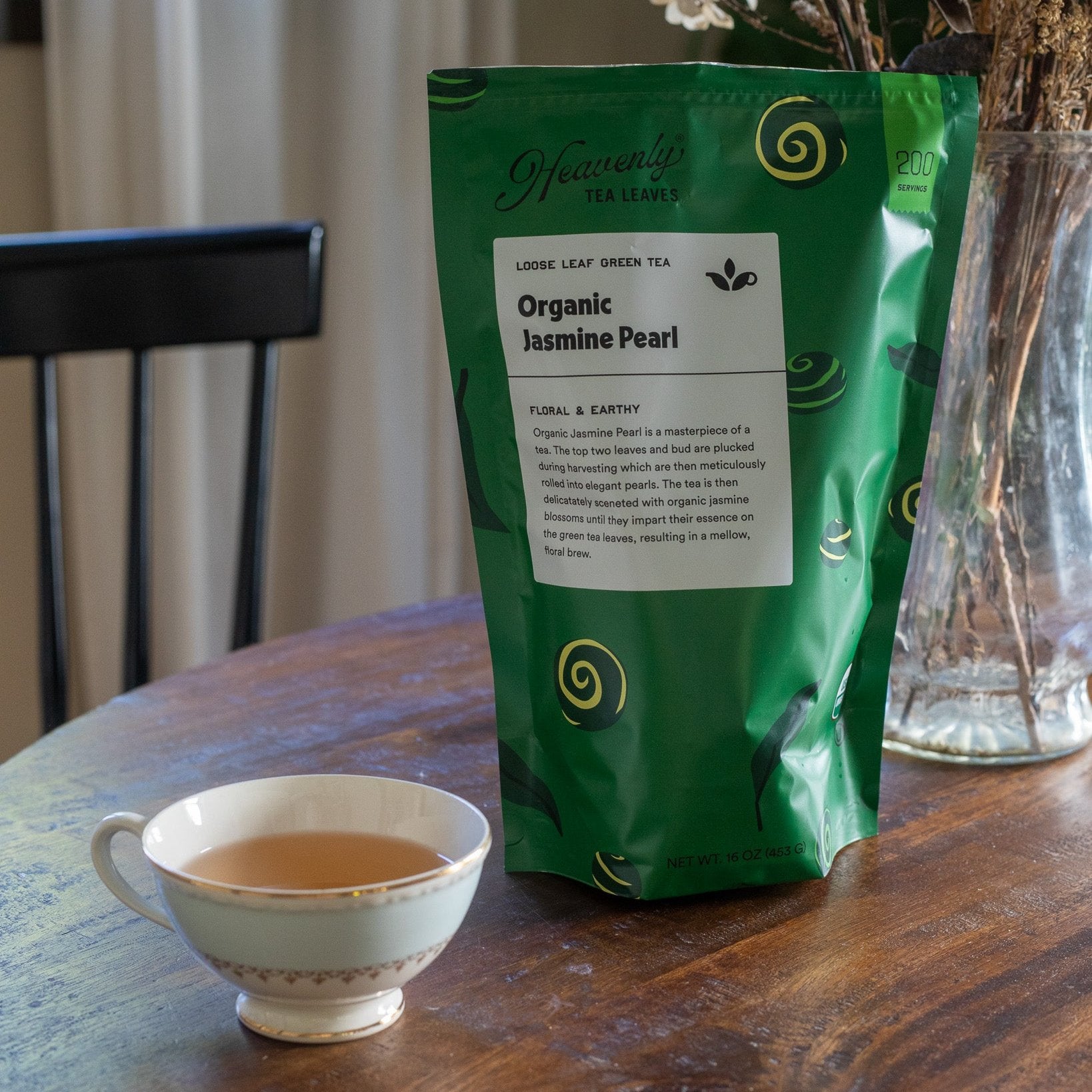 Organic Jasmine Pearl, Bulk Artisan Loose Leaf Green Tea