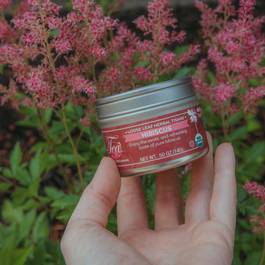 Organic Hibiscus, Loose Leaf Herbal Clear Top Tea Tin