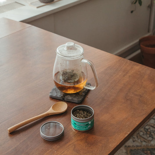 Organic Peppermint, Loose Leaf Herbal Clear Top Tea Tin