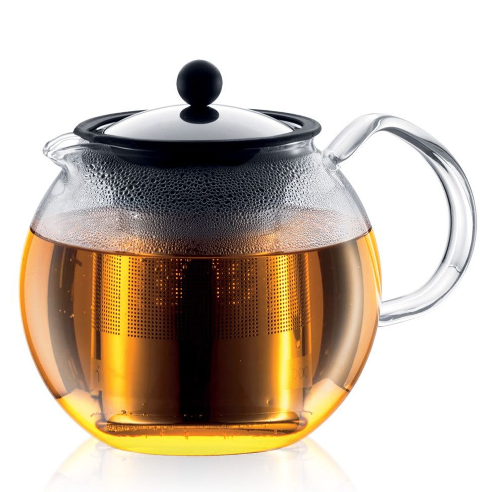 Bodum Assam Tea Press - Glass Tea Pot With Stainless Steel Filter - Heavenly Tea Leaves