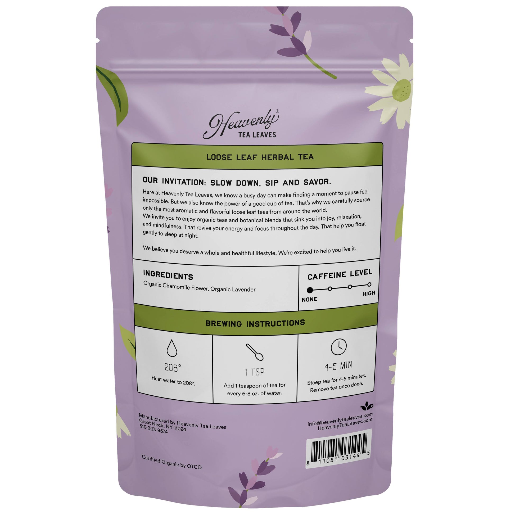 Organic Chamomile Lavender - Bulk Loose Leaf Herbal Tea - Heavenly Tea Leaves