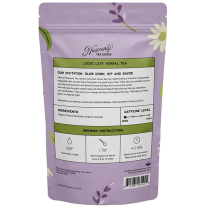 Organic Chamomile Lavender - Bulk Loose Leaf Herbal Tea - Heavenly Tea Leaves