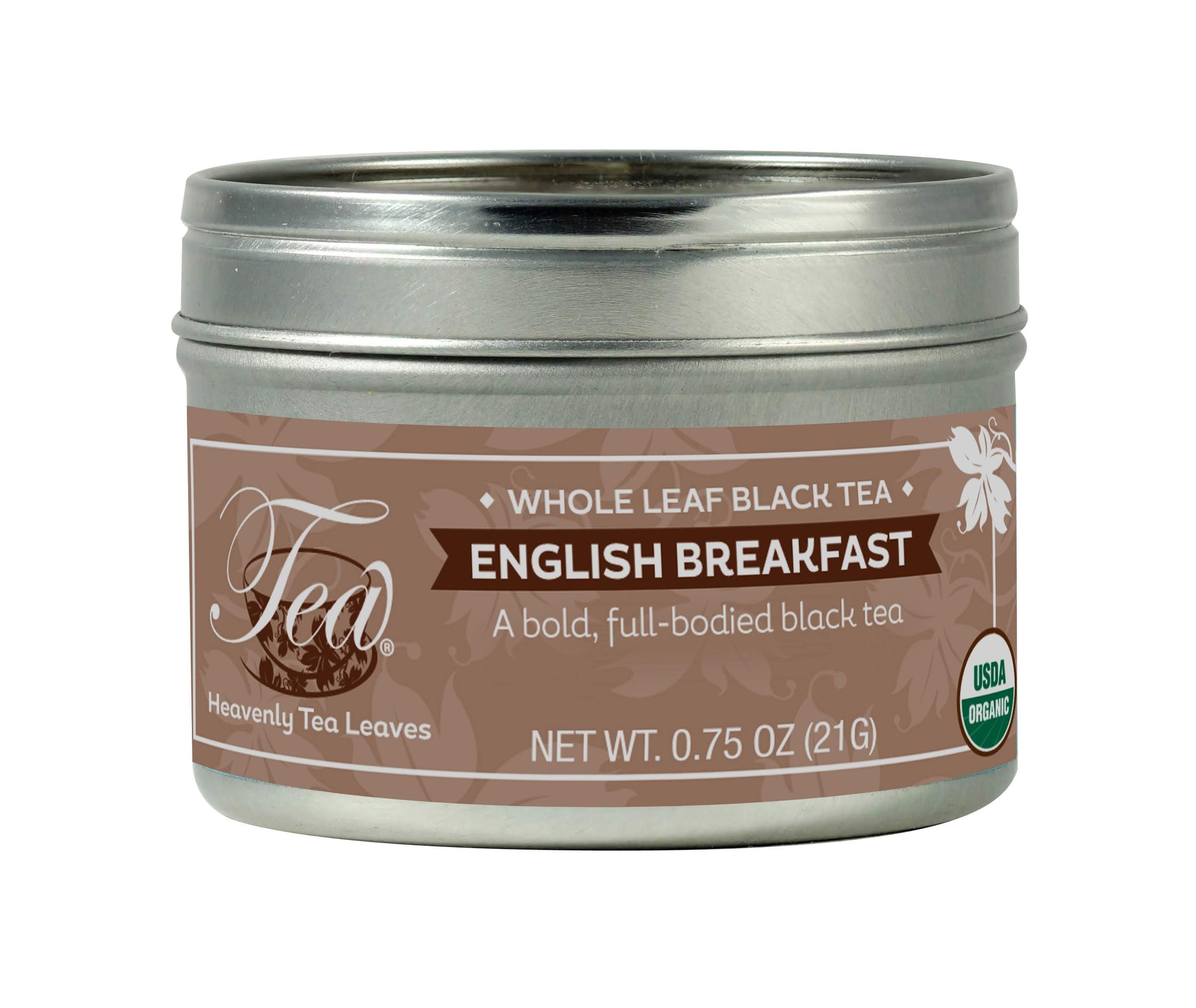 Organic English Breakfast, Loose Leaf Black Clear Top Tea Tin