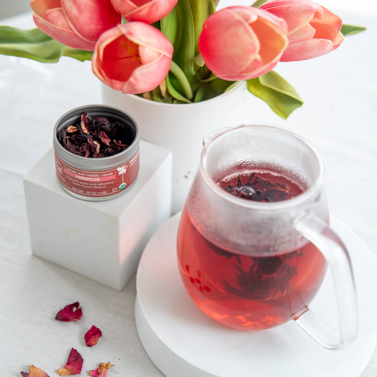 Organic Hibiscus, Loose Leaf Herbal Clear Top Tea Tin