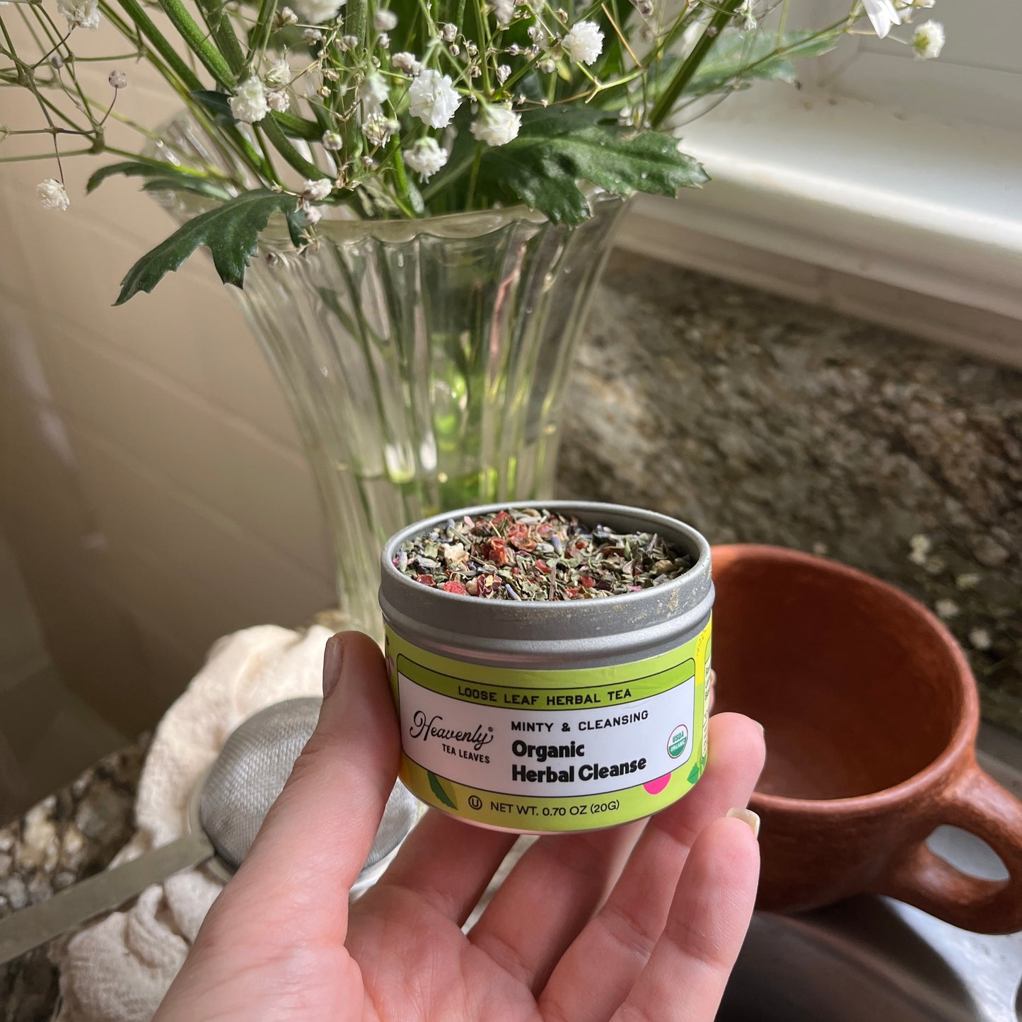 Organic Herbal Cleanse, Loose Leaf Herbal Clear Top Tea Tin