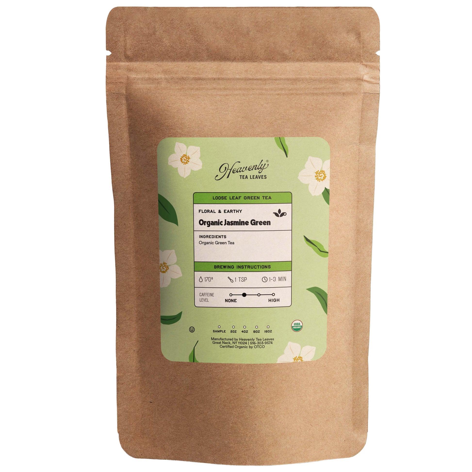 Organic Jasmine Green - Loose Leaf Green Tea - Premium Artisan Tea | Heavenly Tea Leaves