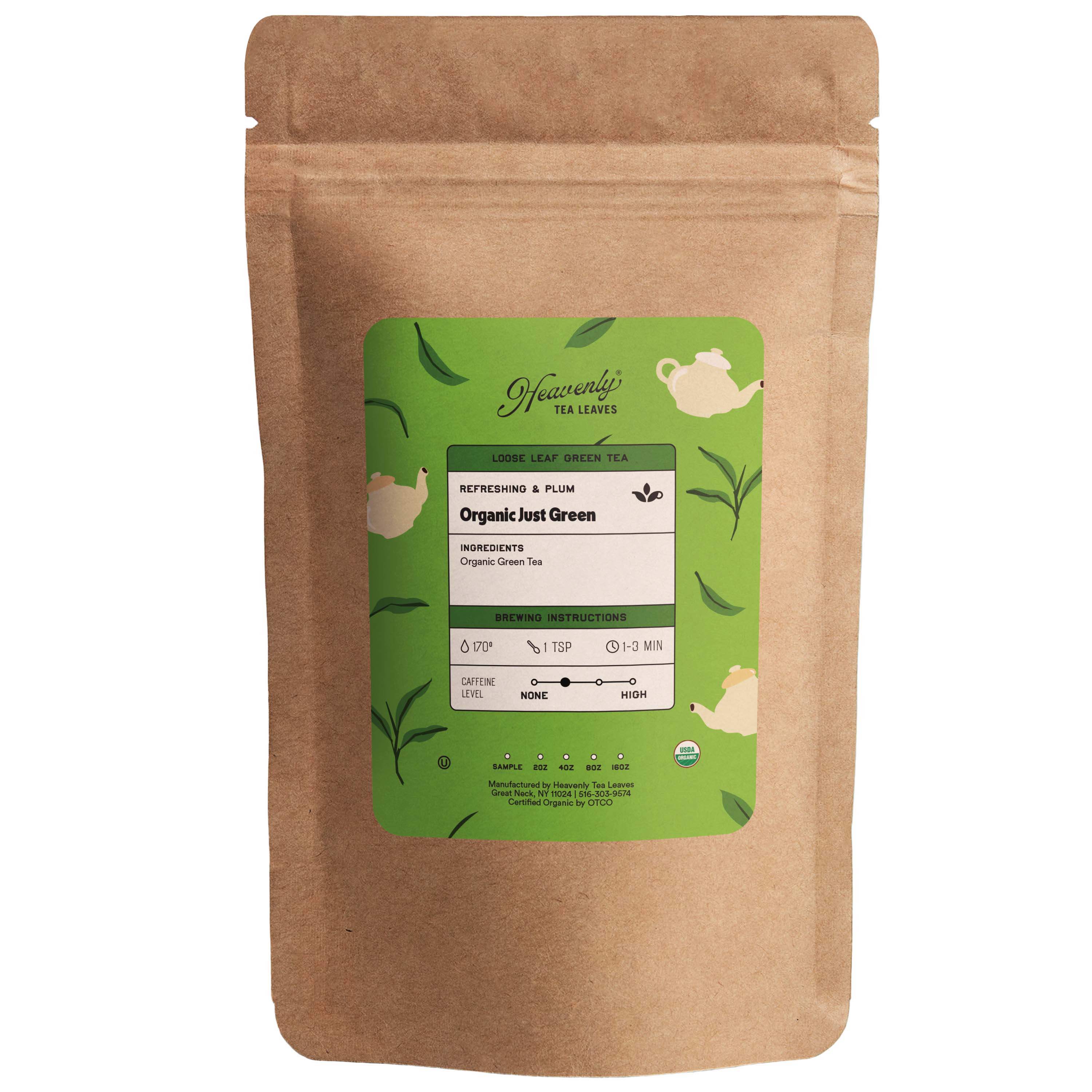 Organic Just Green, Loose Leaf Green Tea – Heavenly Tea Leaves