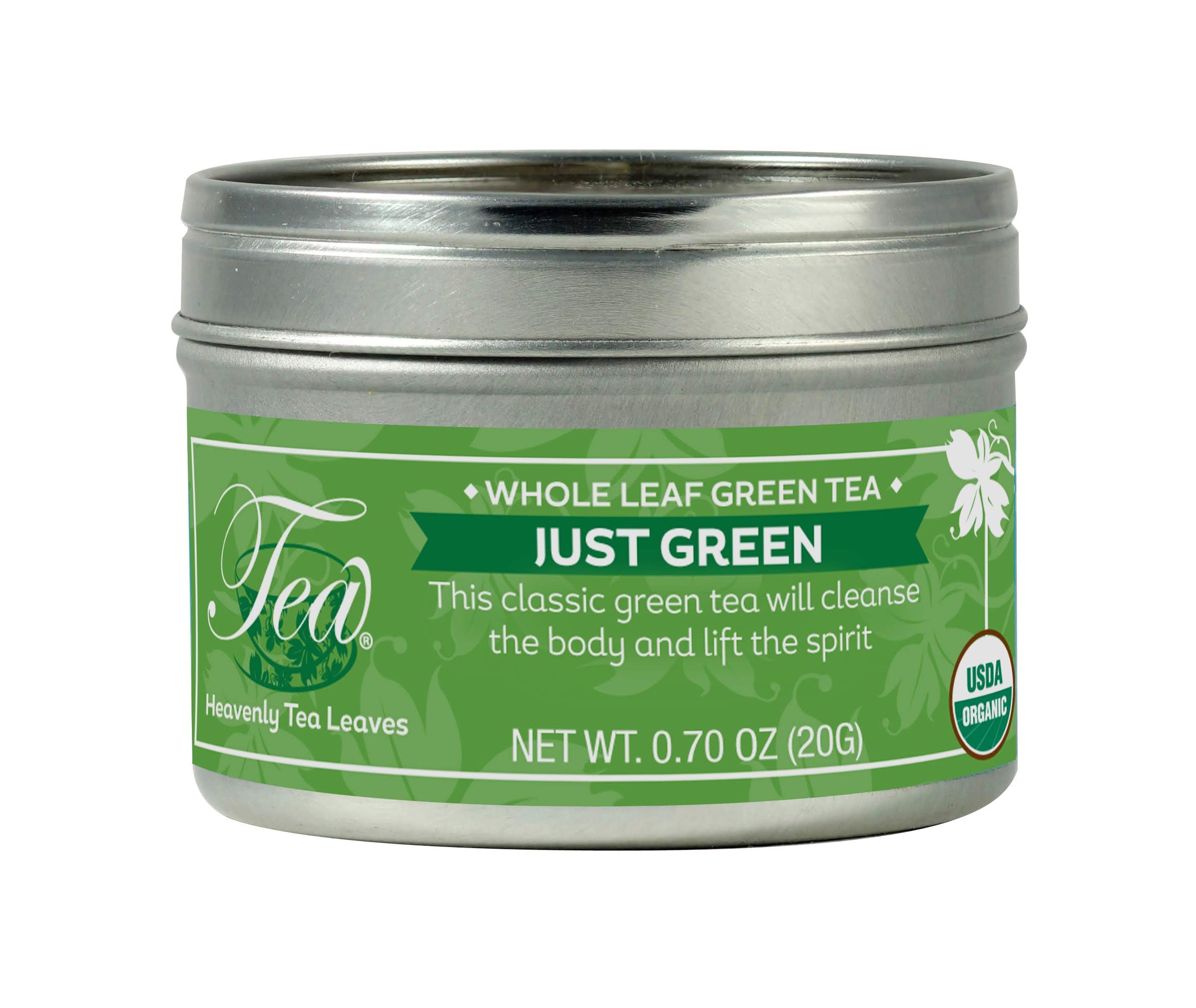Organic Just Green, Loose Leaf Green Tea Clear Top Tin