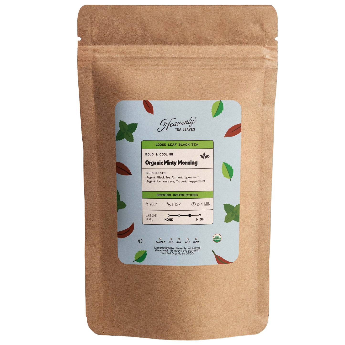 Organic Minty Morning - Loose Leaf Black Tea - Perfect Substitute for Coffee | Heavenly Tea Leaves