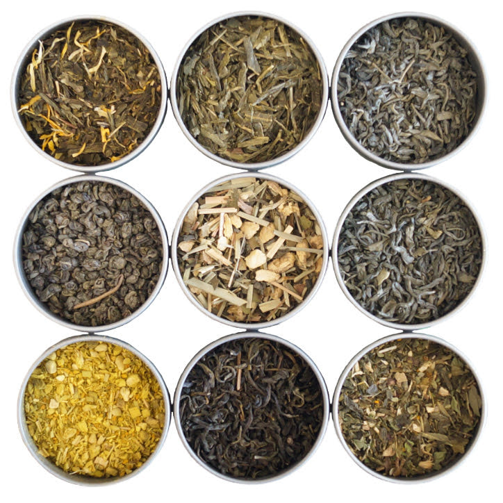 Organic 9 Green Tea Sampler, 9 Premium Loose Leaf Green Teas - Premium Loose Leaf Tea Gift Set | Heavenly Tea Leaves