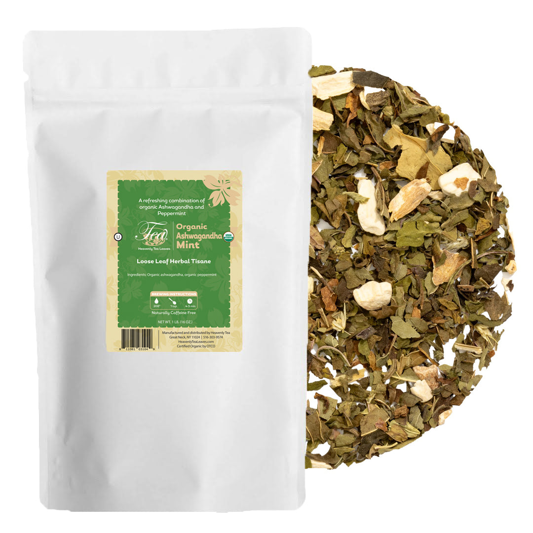 Organic Ashwagandha Mint - Bulk Loose Leaf Herbal Tea | Heavenly Tea Leaves