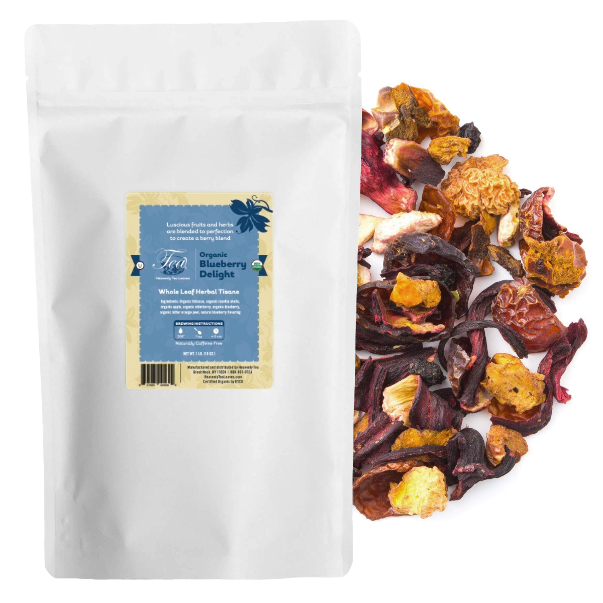 Organic Blueberry Delight, Bulk Loose Leaf Herbal Tisane | Heavenly Tea Leaves