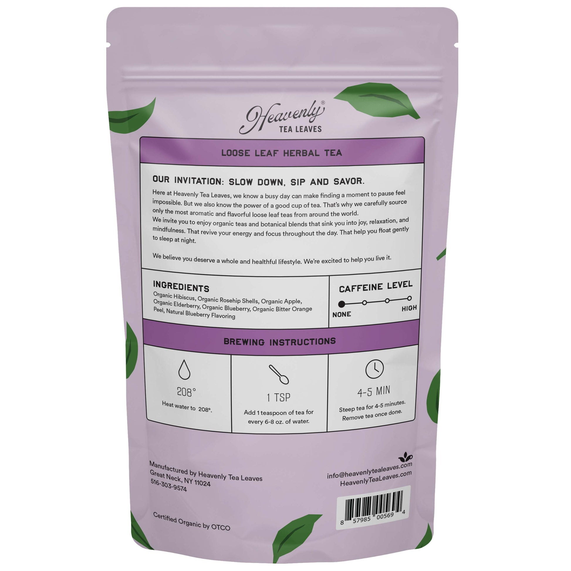 Organic Blueberry Delight, Bulk Loose Leaf Herbal Tisane | Heavenly Tea Leaves