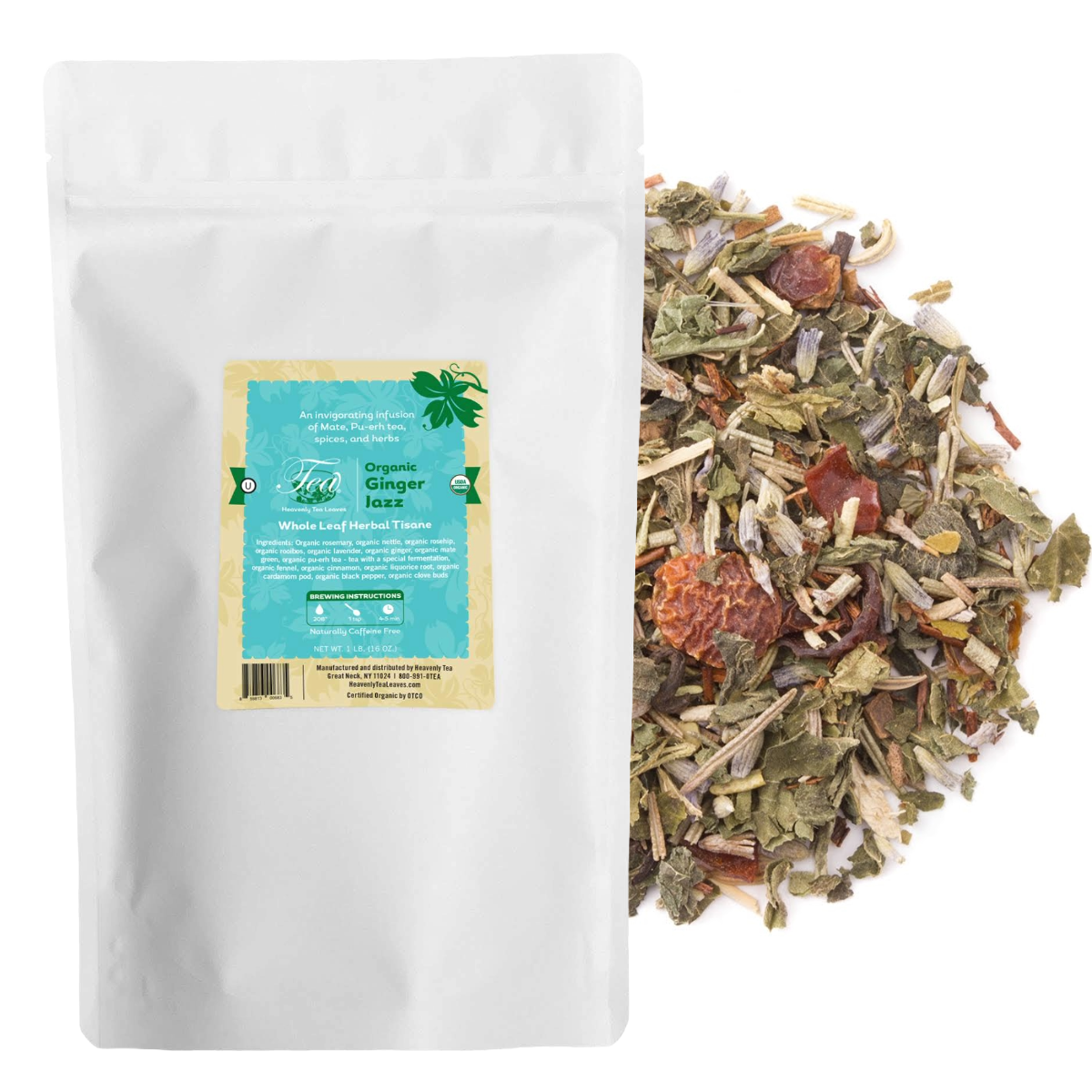 Organic Ginger Jazz, Bulk Loose Leaf Tea And Herb Blend - Wellness Loose Leaf Tea | Heavenly Tea Leaves