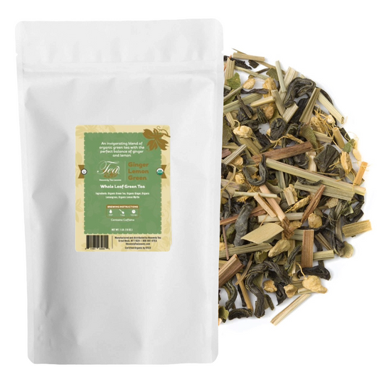 Organic Ginger Lemon Green, Bulk Loose Leaf Green Tea, 16 Oz. - USDA Organic & OU Kosher - Premium Loose Leaf Green Tea - Heavenly Tea Leaves