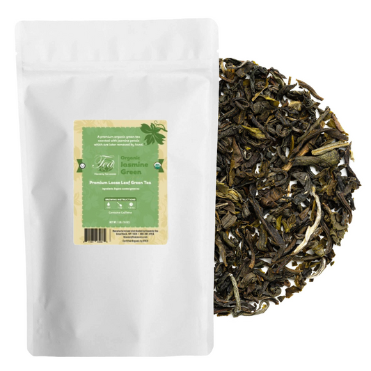 Organic Jasmine Green, Bulk Loose Leaf Green Tea, 16 Oz. - USDA Organic - Single Origin - Premium Organic Loose Leaf Tea - Loose Leaf Green Tea | Heavenly Tea Leaves