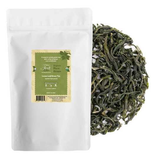 Organic Pure Green Tea - Artisan Loose Leaf Green Tea - Organic Mao Jian - Bulk Loose Leaf Green Tea | Heavenly Tea Leaves