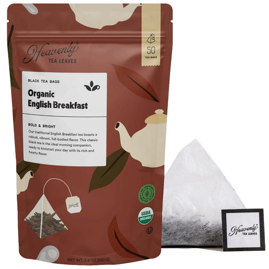 Organic English Breakfast - Compostable Pyramid Black Tea Bags, 50 Count