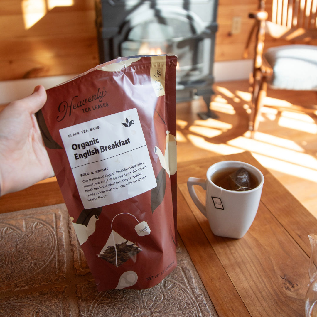 Organic English Breakfast - Compostable Pyramid Tea Bags - Plastic Free | Heavenly Tea Leaves
