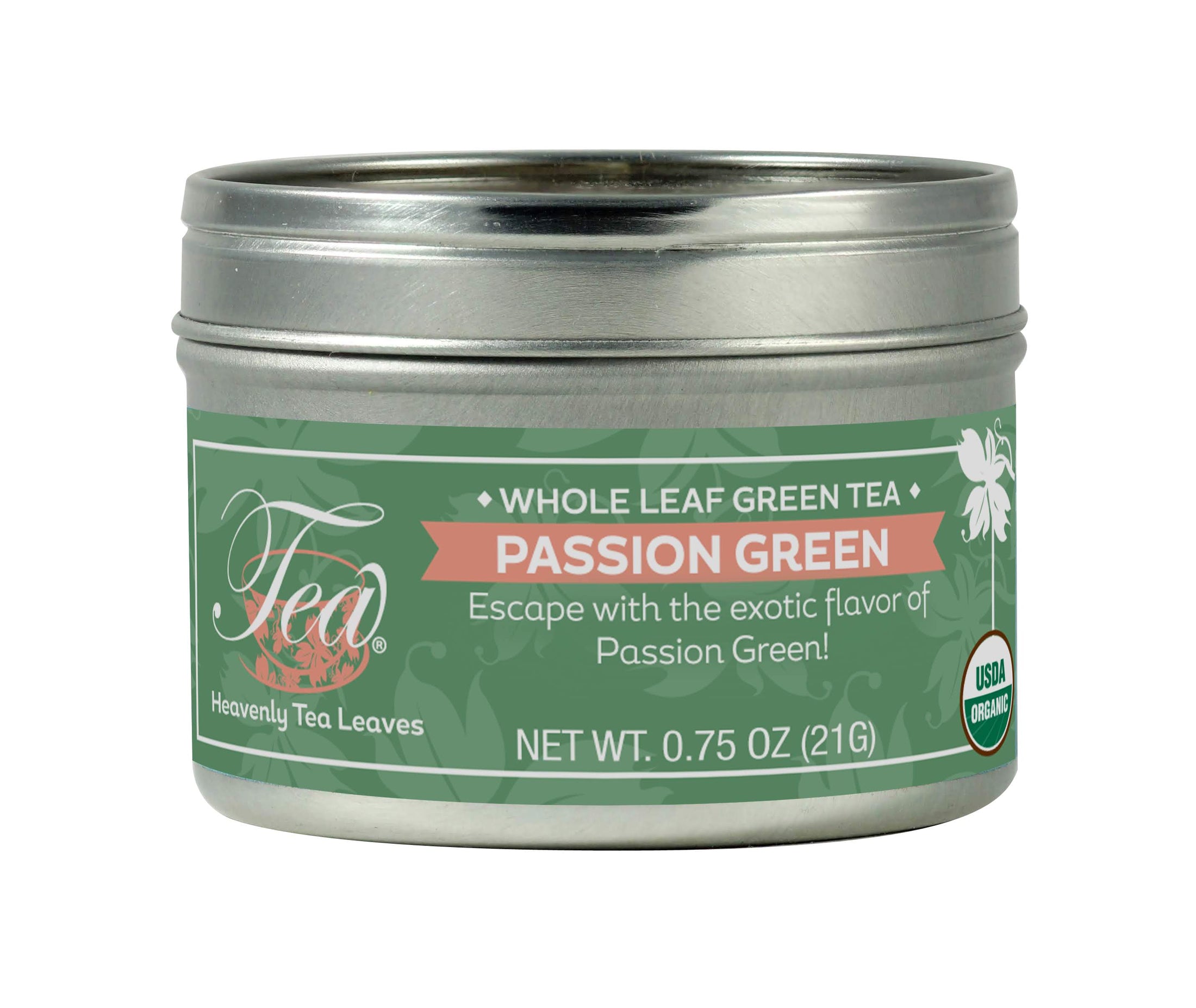 Organic Passion Green, Loose Leaf Green Clear Top Tea Tin