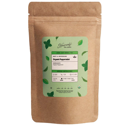 Organic Peppermint - Loose Leaf Herbal Tisane - Grown in Oregon - Digestion and Gut Health | Heavenly Tea Leaves