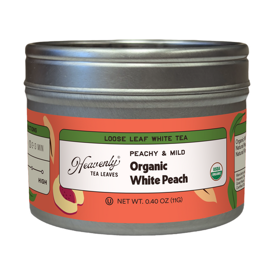 Organic White Peach - Clear Top Loose Leaf White Tea Tin | Heavenly Tea Leaves