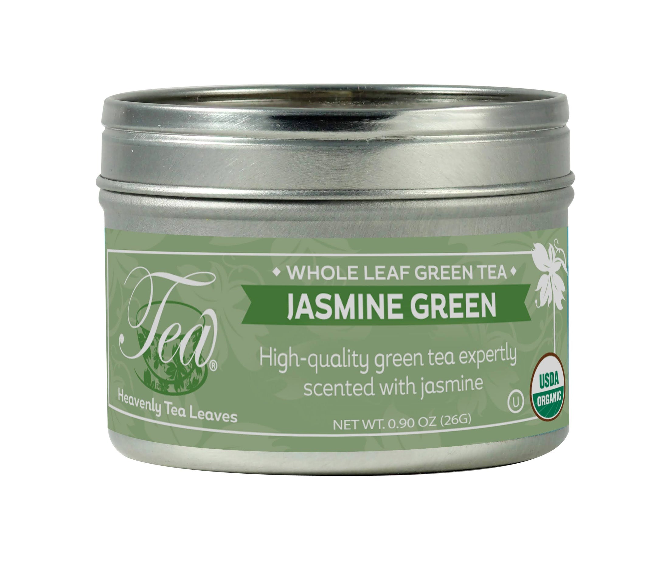 Organic Jasmine Green, Loose Leaf Green Clear Top Tea Tin
