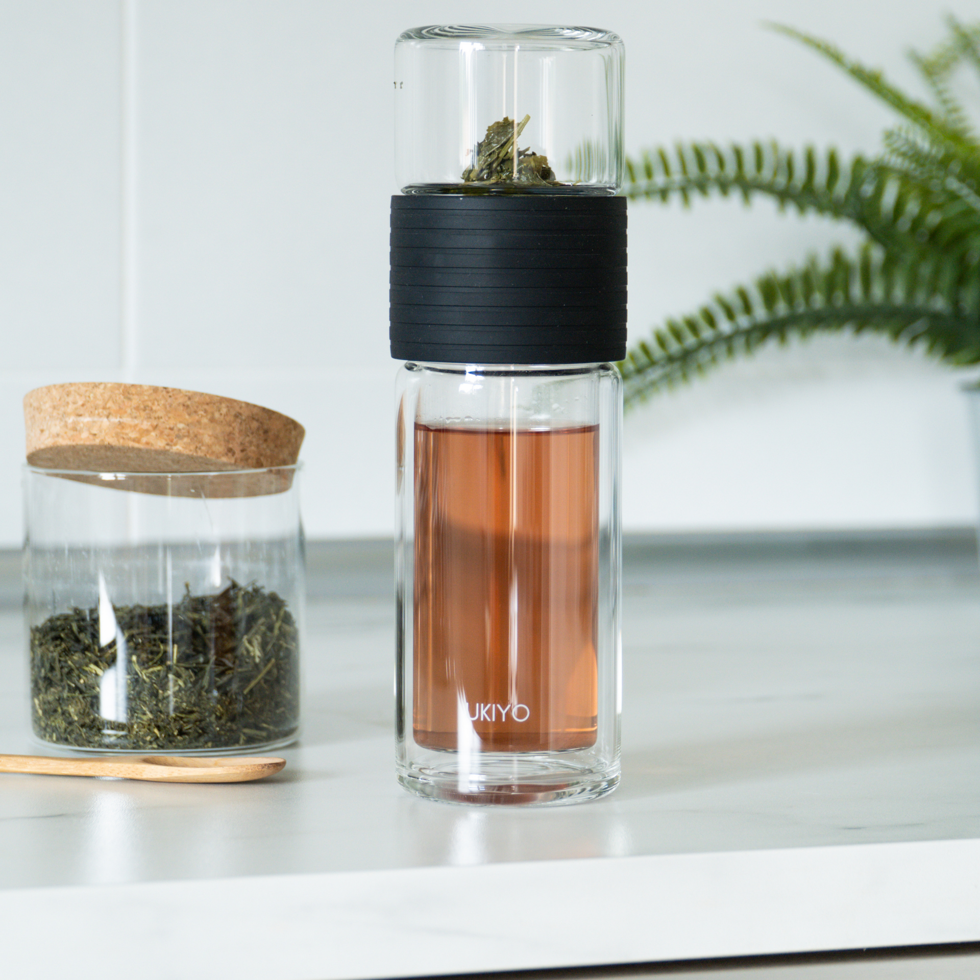 Ukiyo Sense Double-Wall Glass Smart Infuser | Heavenly Tea Leaves