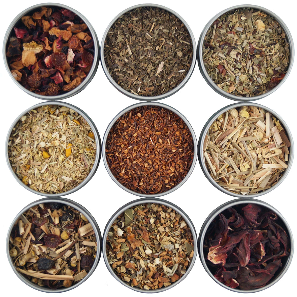 Herbal 9 Loose Leaf Tea Sampler - 9 Loose Leaf Herbal Tisanes - Assorted Loose Leaf Herbal Tea - Great Way to Try a Variety of Tea - Organic Herbal Tea Sampler | Heavenly Tea Leaves