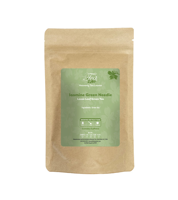 Jasmine Green Needle - Superior Quality Loose Leaf Green Tea - Scented with Jasmine Petals | Heavenly Tea Leaves