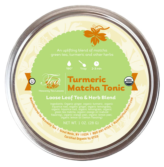 Organic Turmeric Matcha Tonic, Loose Leaf Tea & Herb Tin | Heavenly Tea Leaves