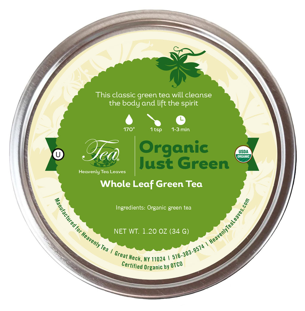 Organic Just Green, Loose Leaf Green Tea Tin | Heavenly Tea Leaves