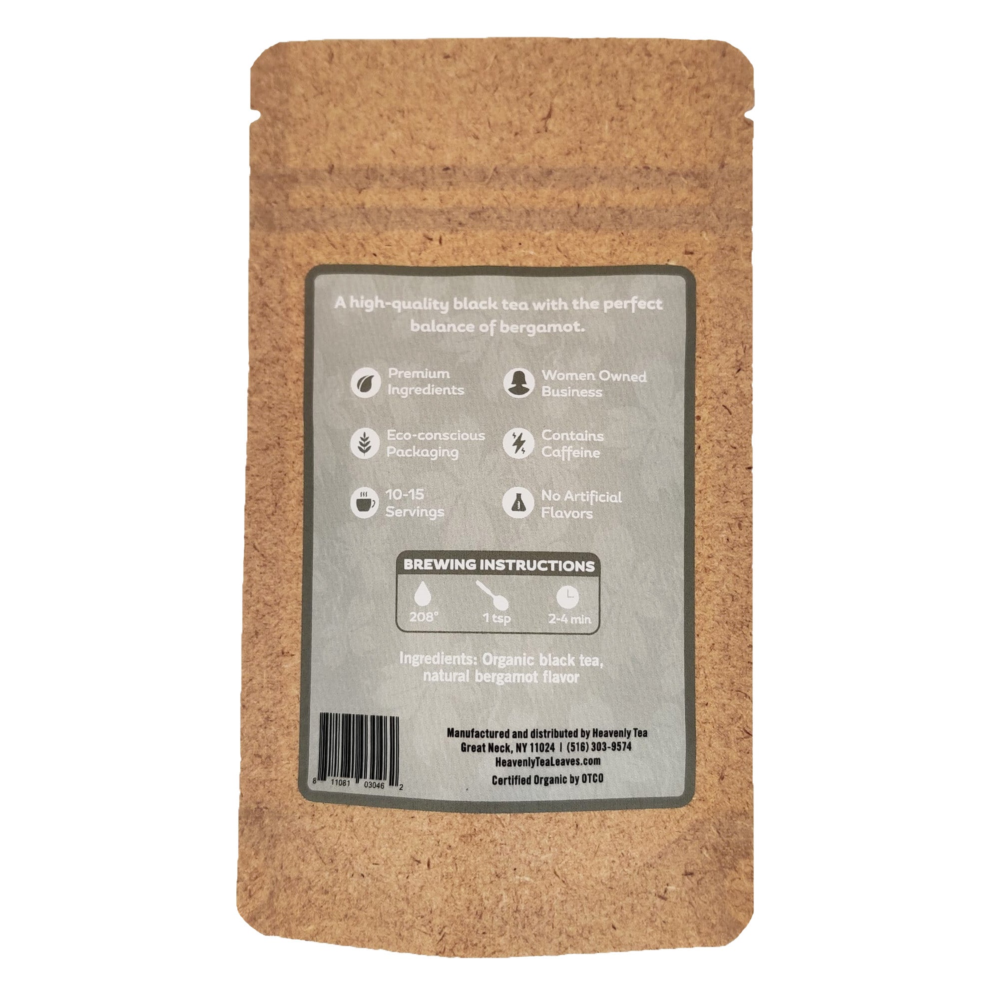 Organic Earl Grey, Essentials Collection, .92 Oz. - USDA Organic & OU Kosher - Compostable Packaging - Premium Loose Leaf Black Tea - Heavenly Tea Leaves