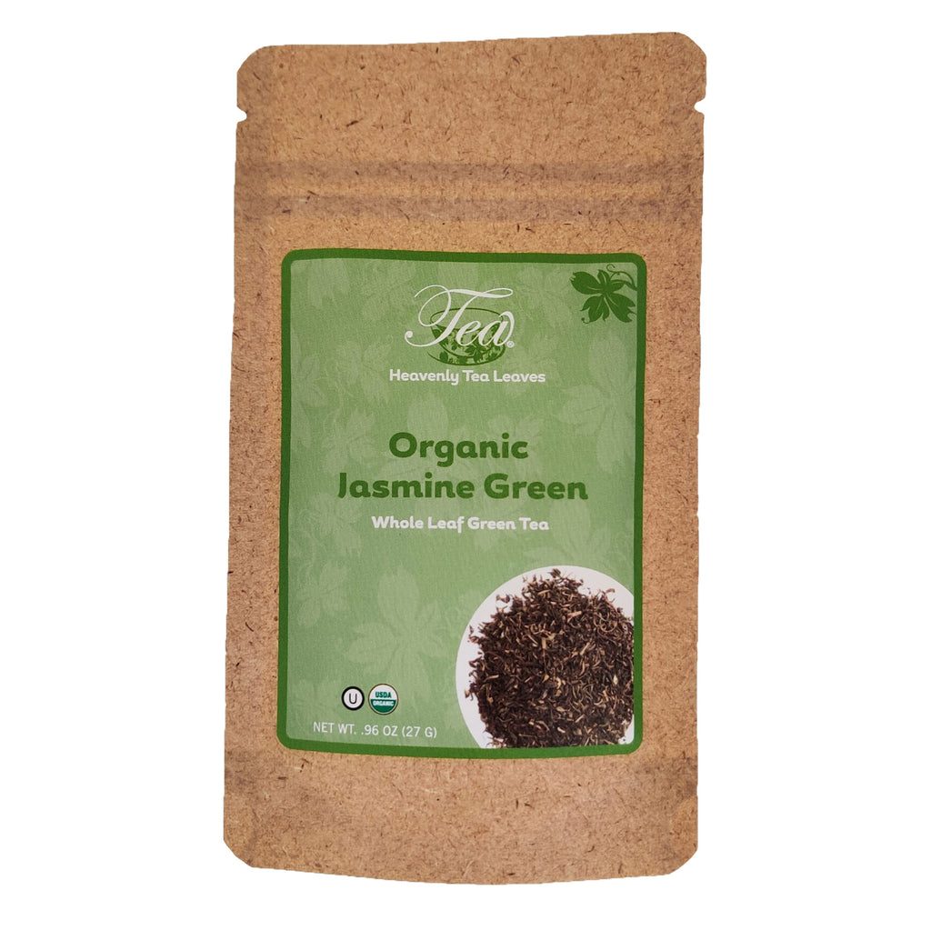 Organic Jasmine Green, Essentials Collection, .96 Oz. - USDA Organic & OU Kosher - Compostable Packaging - Contains Caffeine - Heavenly Tea Leaves