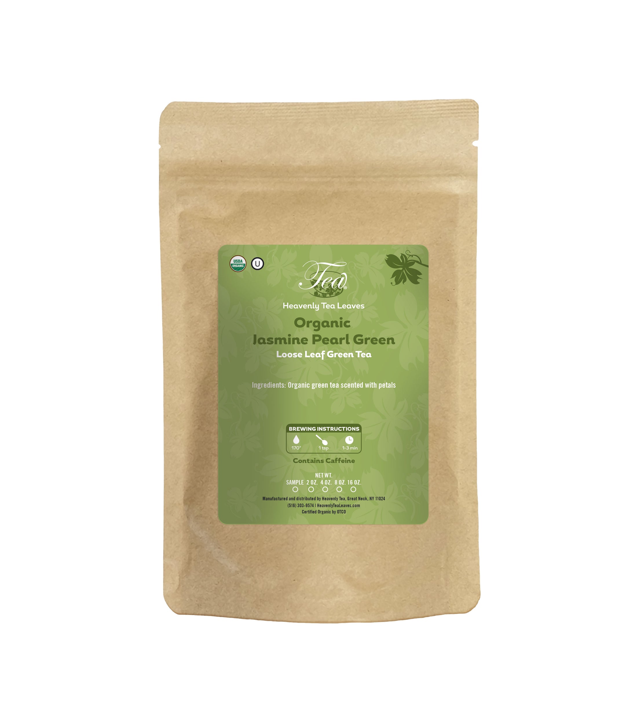 Organic Jasmine Pearl - Artisan Loose Leaf Green Tea - Premium Quality Loose Leaf Green Tea | Heavenly Tea Leaves