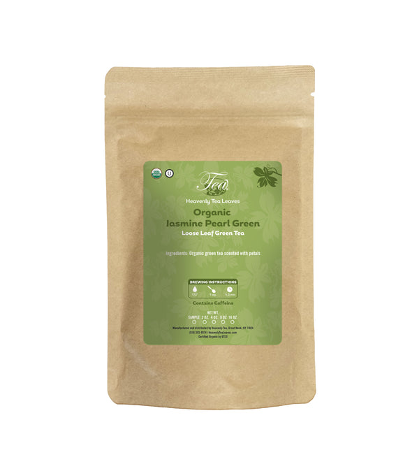 Organic Jasmine Pearl - Artisan Loose Leaf Green Tea - Premium Quality Loose Leaf Green Tea | Heavenly Tea Leaves
