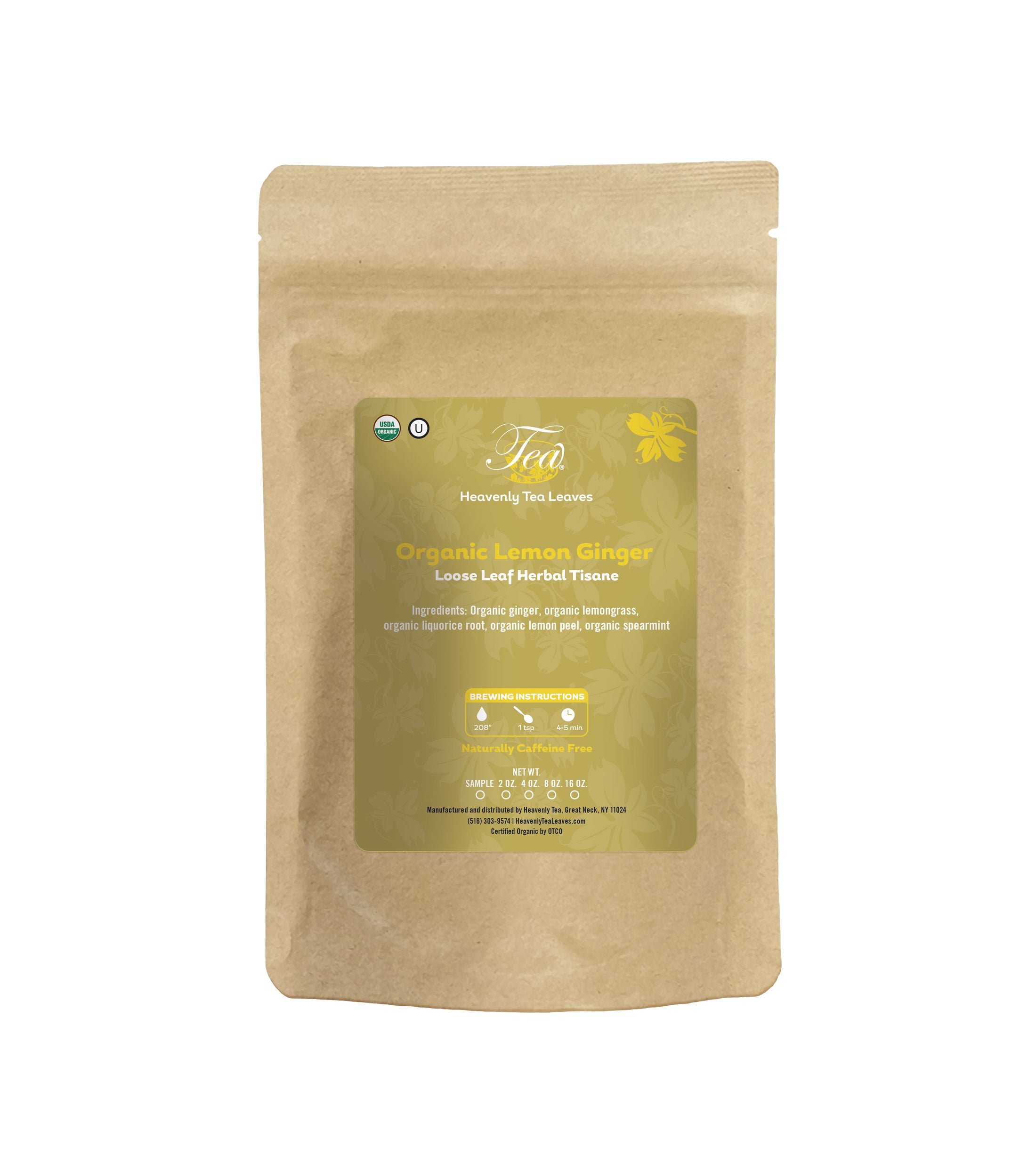 Organic Lemon Ginger - Loose Leaf Herbal Tea - Wellness Tea - Stomach Settler - Naturally Caffeine Free | Heavenly Tea Leaves