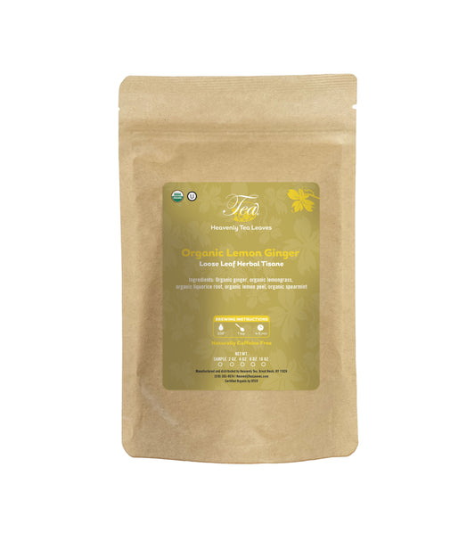 Organic Lemon Ginger - Loose Leaf Herbal Tea - Wellness Tea - Stomach Settler - Naturally Caffeine Free | Heavenly Tea Leaves