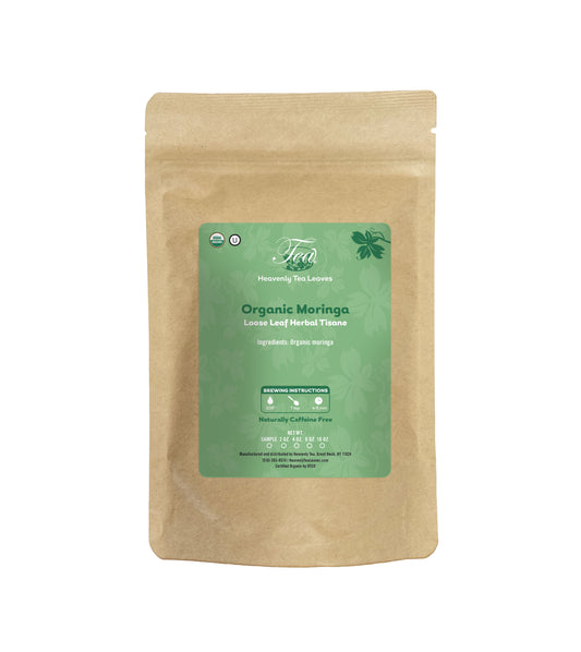 Organic Moringa - Loose Leaf Herbal Tea & Superfood - Antioxidant Rich, Anti-inflammatory, Anti-bacterial, Cancer fighting, Highly Nutritious | Heavenly Tea Leaves