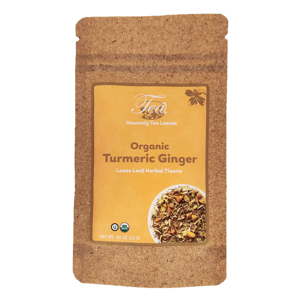 Organic Turmeric Ginger, Essentials Collection, .82 Oz. - Premium Loose Leaf Herbal Tisane - Heavenly Tea Leaves - USDA Organic & OU Kosher - Compostable Packaging - Naturally Caffeine-Free Herbal Tisane