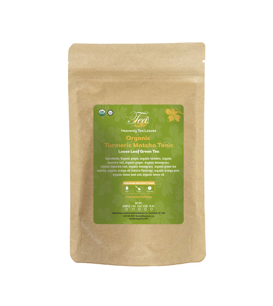 Organic Turmeric Matcha Tonic - Turmeric & Matcha Tea Blend - Wellness Loose Leaf Tea Blend | Heavenly Tea Leaves